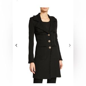 St. John Cavier Fringed Wool Blend Milano Pique Knit Jacket/Coat Size 14